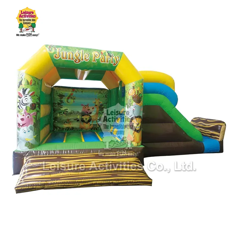Kis felfújható többjátékos Bouncy Castles Jungle party csúszdával